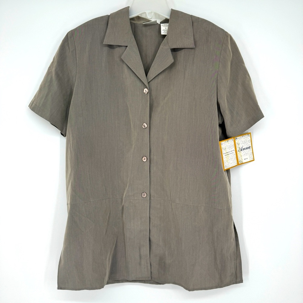 5/$25 Vintage NEW long clay button down workwear shirt